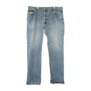 Wrangler Mens Jeans 42X34 Blue Regular Fit Straight Denim